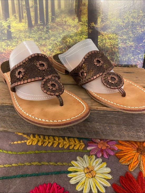 Jack Rogers Shoes - Jack Rogers Bronze Braided Leather Thong Sandals